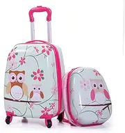 [YIDAX] Kids Carry on Luggage Set 2 Pieces of 18" Suitcase and 12" Backpack, Boy and Girl School Travel Cartoon Trolley Case,Bird