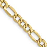 24 Inch 10K 3.5mm Semi-Solid Figaro Chain