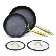 Frying Pan Set No stick with Lids, 2 Pieces 9.5 inch and 11 inch Nonstick