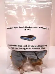 Rock Tumbler Gem Refill - Namibia, Africa Blue Lace Agate Rough Bold Banding 4oz