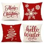 4TH Emotion Red Christmas Pillow Covers 18x18 Set of 4 Farmhouse Xmas Decorat