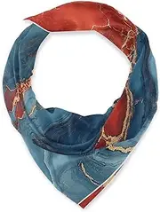 [miaozhen] Silk square Long and large shawl wraps for indian for winter 35’’ Red and Blue Marble Texture bufandas para mujer para frio, Red and Blue Marble Texture
