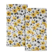 Yellow Flowers Hand Towels Set of 2 14.4x28.3in Spring Summer Yellow Flowers