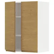 METOD wall cabinet with shelves/2 doors, white/Voxtorp oak effect, 60x37x80 cm