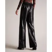 Ted Baker Milleit Sequined Wide Leg Pants In Black NWT