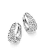Bloomingdale's Fine Collection Diamond Pave Tapered Huggie Hoop Earrings in 14K White Gold, 0.25 tcw
