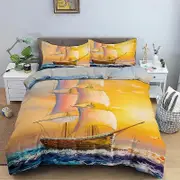a477 Bed Sheets Sail Duvet Cover Set Sailboat Pattern Bedding Set ed Comforter Covers Double Bedclothes For Bedroom 3-Piece Bedding Set (1 Duvet Cove