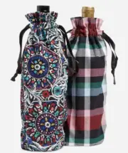 Vera Bradley Wine Bottle Gift Bag Set 2 Recycled Cotton Stained Glass Medallion
