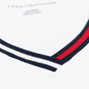 【TOMMY HILFIGER】TOMMY女款短袖T恤V領紅白藍領白 F11170621-02