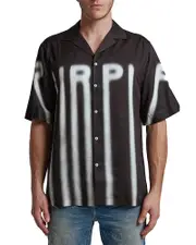 Purple Brand Relaxed Fit Purple Short Sleeve Camp Shirt