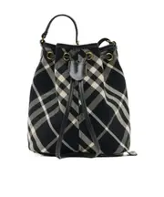 Burberry Checked Drawstring Mini Bucket Bag One size Black/plain white