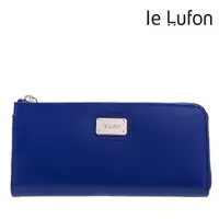 在飛比找樂天市場購物網優惠-【le Lufon】寶藍色十字紋皮革金屬名牌點飾風琴式Ｌ型拉