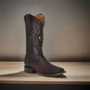 Cuadra Men's Lisboa Cherry & Laser Square Toe Exotic Boots -746