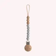 Mushie Pacifier Clip Halo - Stone by Mushie | the memo