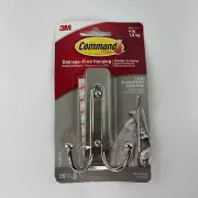 Command Double Hook Large Adhesive Brushed Nickel