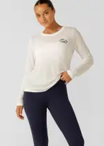 [Lorna Jane] Lotus Long Sleeve Top in White, Size - Large L Porcelain