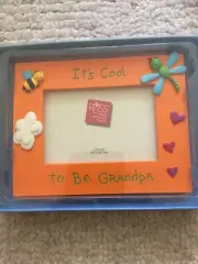 New Russ Berrie Scribbles Grandpa Picture Frame - 7x5.5, Handpainted