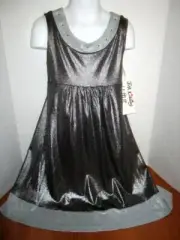 Just kidding by Labelle Girls Size 6x Silver gray Rhinestone dress Sp pretty NWT