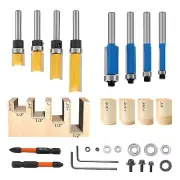 Router Bits Set 1/4 Shank 4 Flush Trim Pattern Bit a Bearing Prevent Tearing