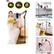 Tablet Floor Stand Adjustable Rotatable Mobile Holder for iPad iPhone Black