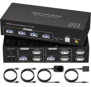 HDMI Dual Monitor KVM Switch 2 Monitors 2 Computers 4K@60Hz USB 3.0 KVM Switches