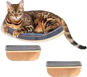 Cat Shelves, Cat Wall Steps and Perch, Cat nest, Wooden Floating Cat Climbing Furniture for Hopping and Sleeping, with Scratching Cushion（Combo）