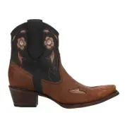 Circle G by Corral Floral Embroidered Snip Toe Cowboy Booties Womens Black, Brow