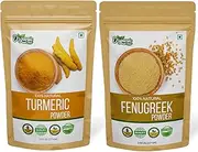 Organic Zing Bundle of : Fenugreek Powder -227 g/8 oz & Turmeric Powder -227g/8 oz