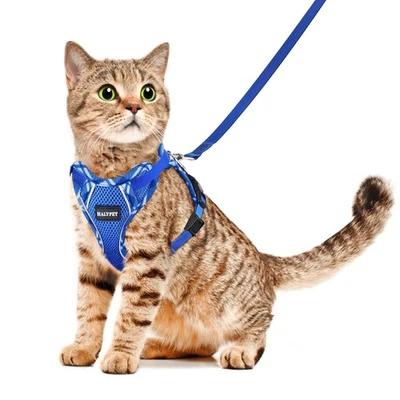 HALYPET EscapeProof Cat Leash Harness Set Blue Small NEW FREE SHIPPING