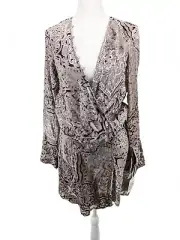ASOS Design Women's Bias Cut Drape Mini Dress Paisley Velvet Boho Beige sz 6