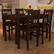 vidaXL Wooden Dining Table with 4 Chairs Brown