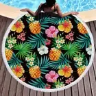 Pineapple Bud Round Beach Pool Towel Fringe 150cm Throw Yoga Picnic Blanket Mat