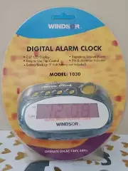 RARE NW 1996 Windsor Digital Alarm Clock Transparent Blue Neon Yellow Buttons