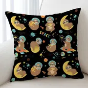 Funny Cool Sloth in Space Cushion Cover