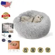 Plush 48-Inch Round Cat & Dog Bed - Machine Washable & Winter Warmth