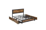 Levede Queen Metal Bed Frame 4 Drawers Low Footboard