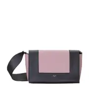 FRAME medium smooth cow leather two-color handbag One size Black
