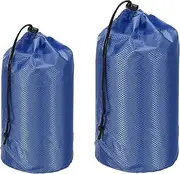 uxcell Stuff Sack 4x8/7x13, 2 Pcs Waterproof Outdoor Storage Sack Portable Drawstring Dust Flap Bag Sleeping Bag for Camping Hiking Backpacking, Dark Blue