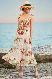Trelise Cooper Dress NWT 100% Crochet Belted Tiered Midi Size AU 8/ US 4