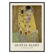 Galrie Gustav Klimt's The Kiss Art Print Iconic Symbolist Masterpiece for Your Home, Black Frame, A4 21 x 30cm (8 x 12inch)