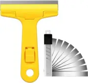 Razor Blade Scraper 4" Scraper Tool W/ 10 Extra Replacement Metal Blades Yellow
