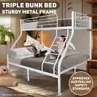 Bunk Bed Double Single Triple Metal Frame Beds Children Bedroom Kids Furniture W