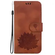 For Iphone 15 Lotus Embossed Leather Phone Case