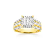 Alora 10ct Gold 1 Carat Tw Lab Grown Diamond Cushion Cluster Ring