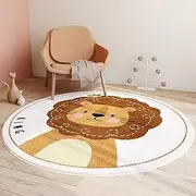 SUABON Cartoon Animal Round Rug, 1m x 1m, Fuchsia, Non-Slip, Fluffy, Washable, For Kids Room, Bedroom, Living Room, Bathroom