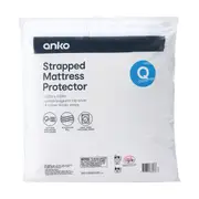 Strapped Mattress Protector - Queen Bed, White