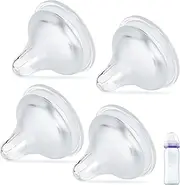 COCGVEL 4 Packs Silicone Bottle Nipples Compatible with Lansinoh Bottles, Replacement Bottle Nipple, BPA-Free, No Spill, Anti-Colic, Size S, 1+ Months (Slow Flow)