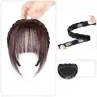 Natural Flase Brown Hair Belt Synthetic Headband Bangs Women