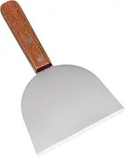 BBQ Scraper | Pancake Stainless Steel Spatula - Heavy-Duty Bevel-Edged Griddle Scraper with Wooden Handle for Steak Pizza Picnic Humburger