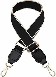 [TENGPU] Bag Strap Shoulder Strap Wide Shoulder Strap Black Carry Strap Handbags Shoulder Strap Canvas Strap Width 1.5in Length Adjustable Carabiner in Gold for Handbags Bag Strap